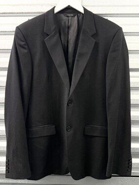 CALVIN KLEIN COLLECTION Black Wool Blazer 2-Button Classic Suit Jacket 50